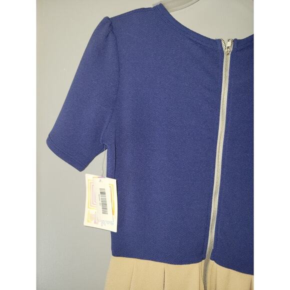 LulaRoe Amelia Womens XS Fit Flare Back Zip Colorblock Short Sleeve Knee Dress - Picture 14 of 15